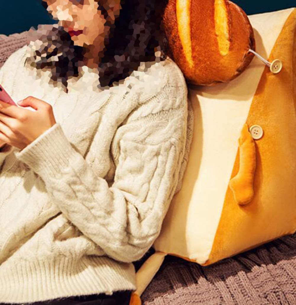 Cartoon Bread Triangular Wedge Pillow Bed Sofa Reading Backrest Cushion Washable Bed Rest Pillow Adjustable Back Wedge Cushion Pillow (Shy, 45×42×25cm)
