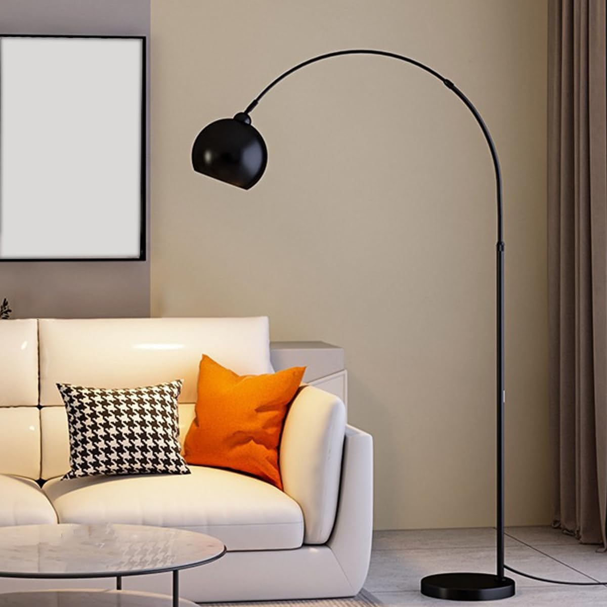 Arch Floor Lamps Modern 76.8" Tall Standing Lamp with Black Metal Shade Adjustable Height Arc Floor Lamp with 3 Color Temperatures Sofa Reading Pole Lamp for Bedroom Reading Room Nursery