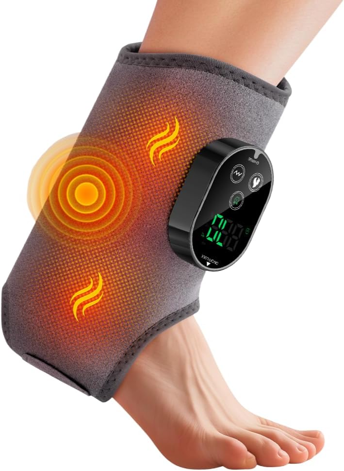 Foot and Ankle Massager for Pain Relief, Rechargeable Cordless Ankle Heating Pad Foot Massager with 6 Heating Levels, 3 Massage Modes & Timer