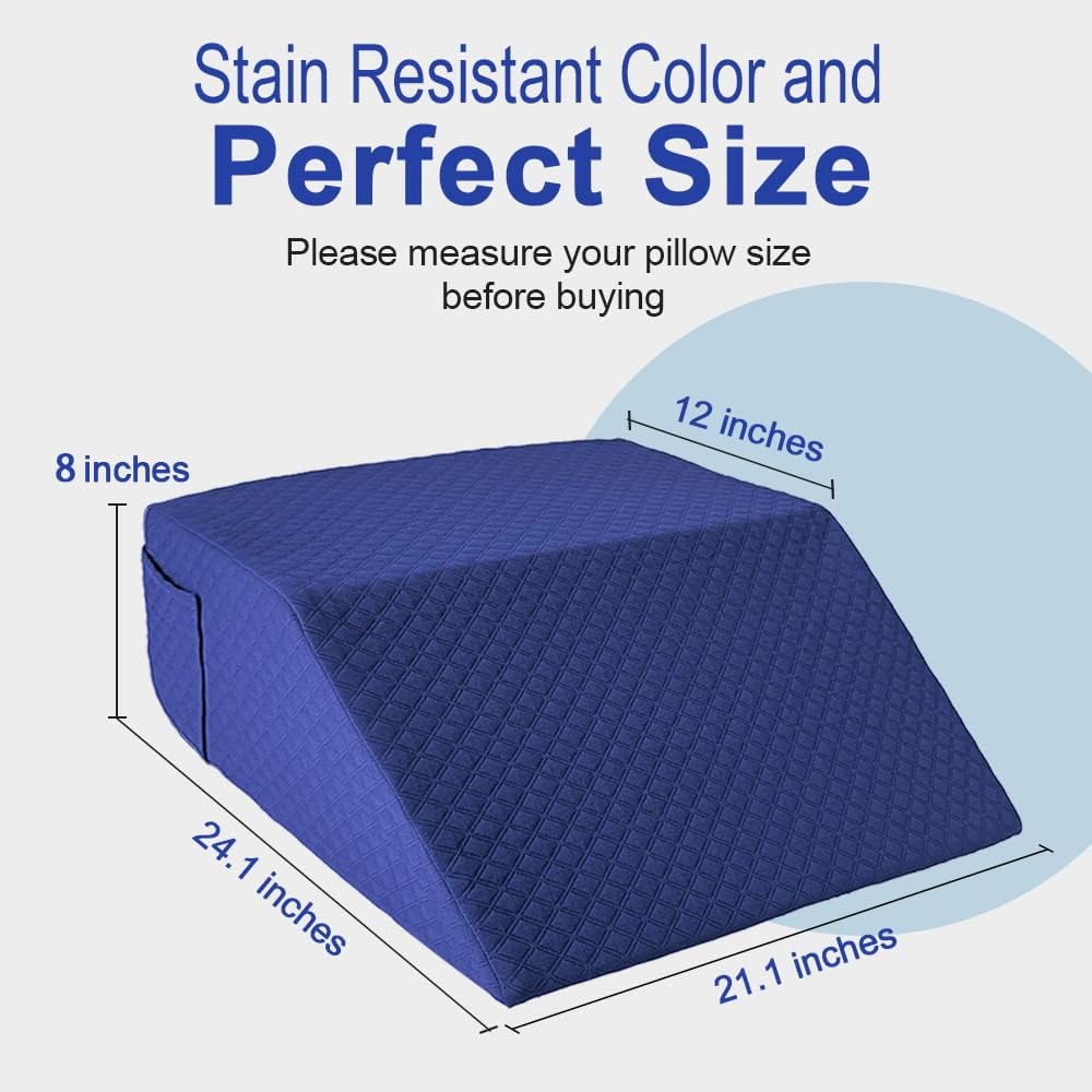 Leg Elevation Pillow Case Contour Leg Wedge Cover Case Only Knee Pillowcase Replacement Feet Lift Rest Surgery Recovery Bed Pillows Covers with Pocket ，Washable Protector （24 X 21 X 8）