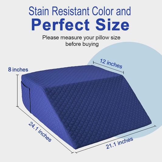 Leg Elevation Pillow Case Contour Leg Wedge Cover Case Only Knee Pillowcase Replacement Feet Lift Rest Surgery Recovery Bed Pillows Covers with Pocket ，Washable Protector （24 X 21 X 8）