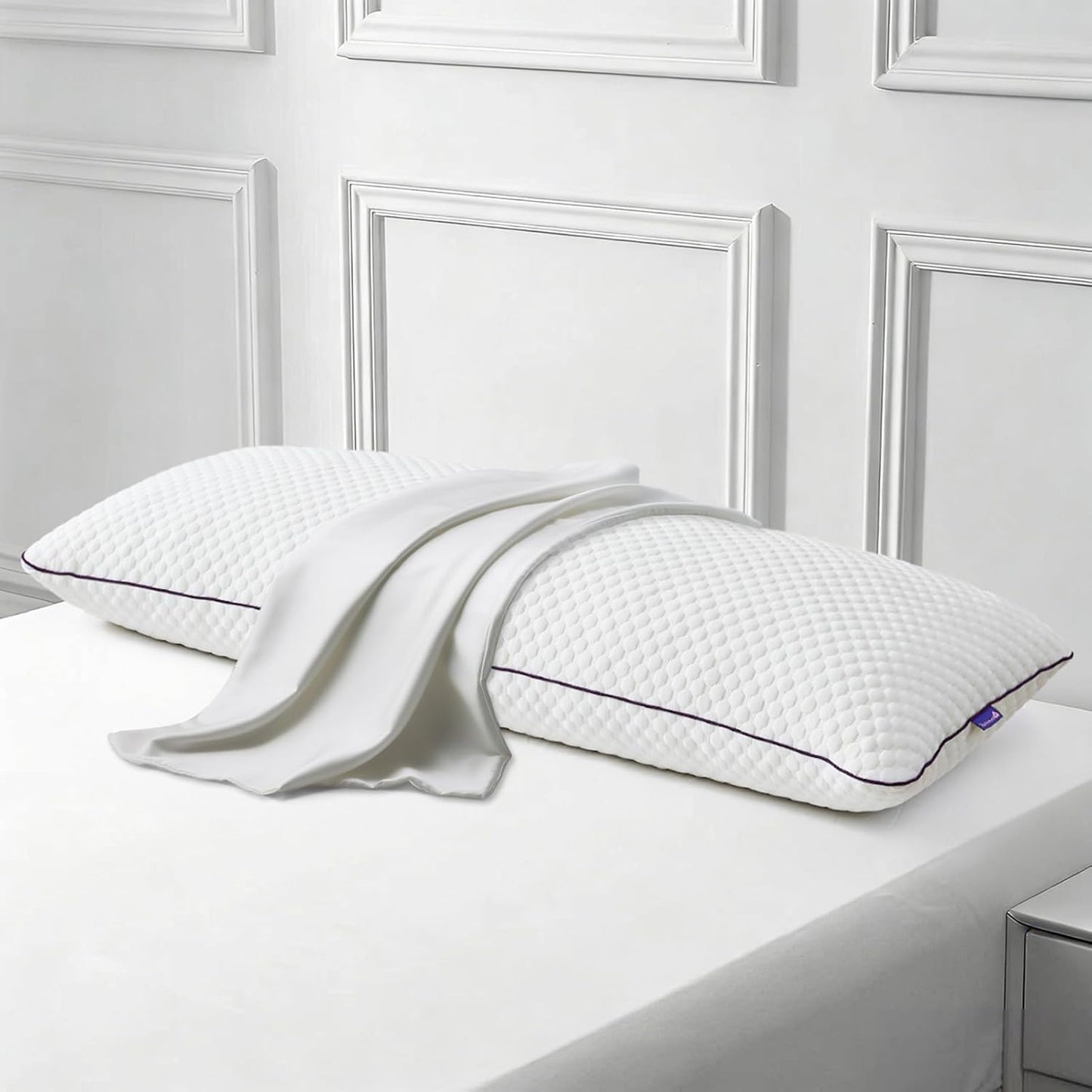 HOMELAB Cooling Adjustable Body Pillow (20x54) with Bamboo Viscose Pillowcase Bundle, Full Body Support for Side Sleepers, Back, Hip & Knee Comfort, Shredded Memory Foam & Washable Cover