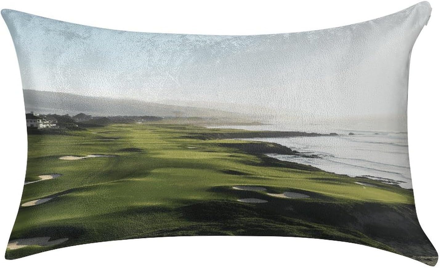 Seaside Golf Course Throw Pillow Covers Gold Velvet Pillowcases with Invisible Zipper Pillow Shams Cozy Cushion Cover Soft Pillow Cases Home Decor Pillow Protectors 12 "×20 "