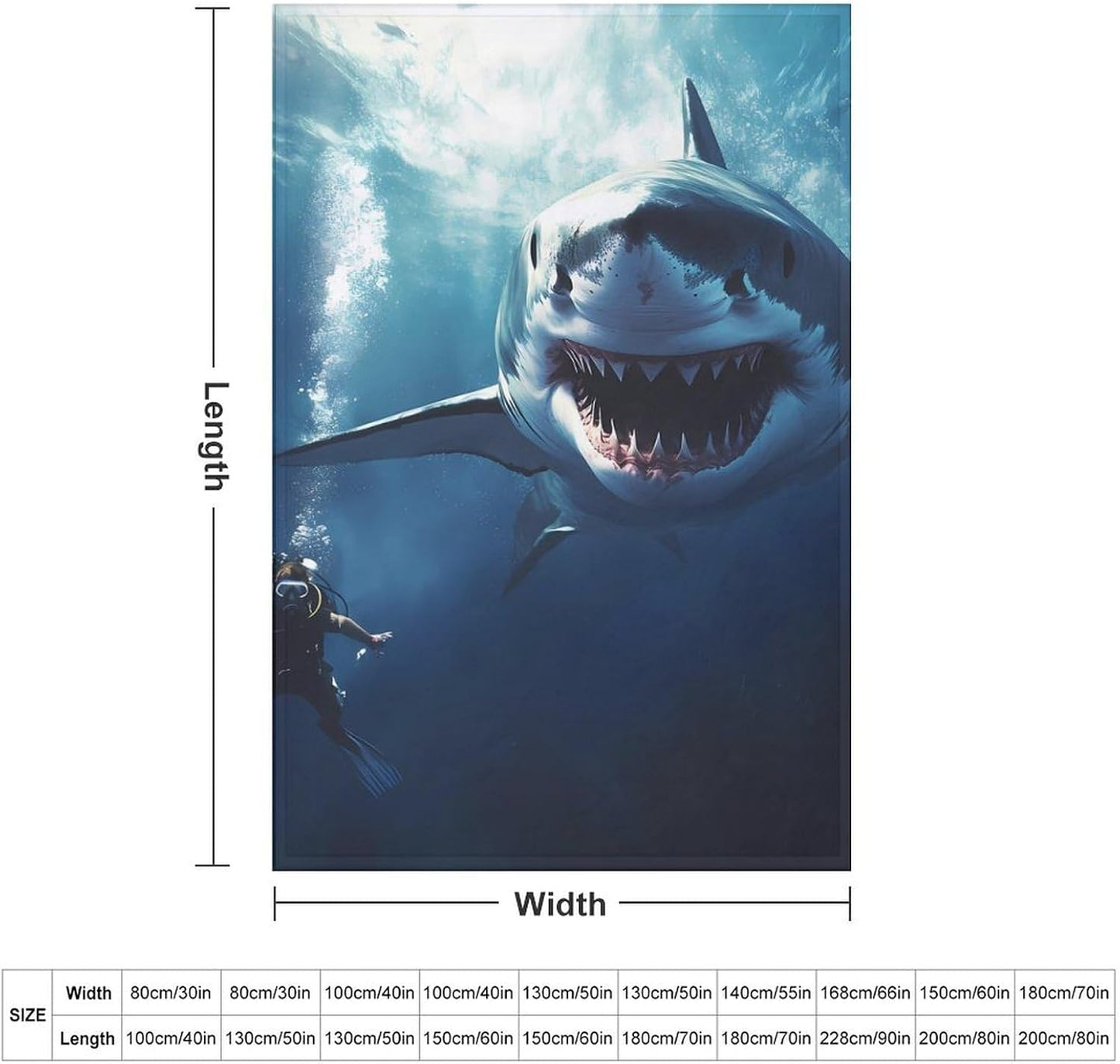 Shark Diver Throw Blanket for Couch Bed Plush Cozy Fuzzy Flannel Blanket for All Season 40"x60"