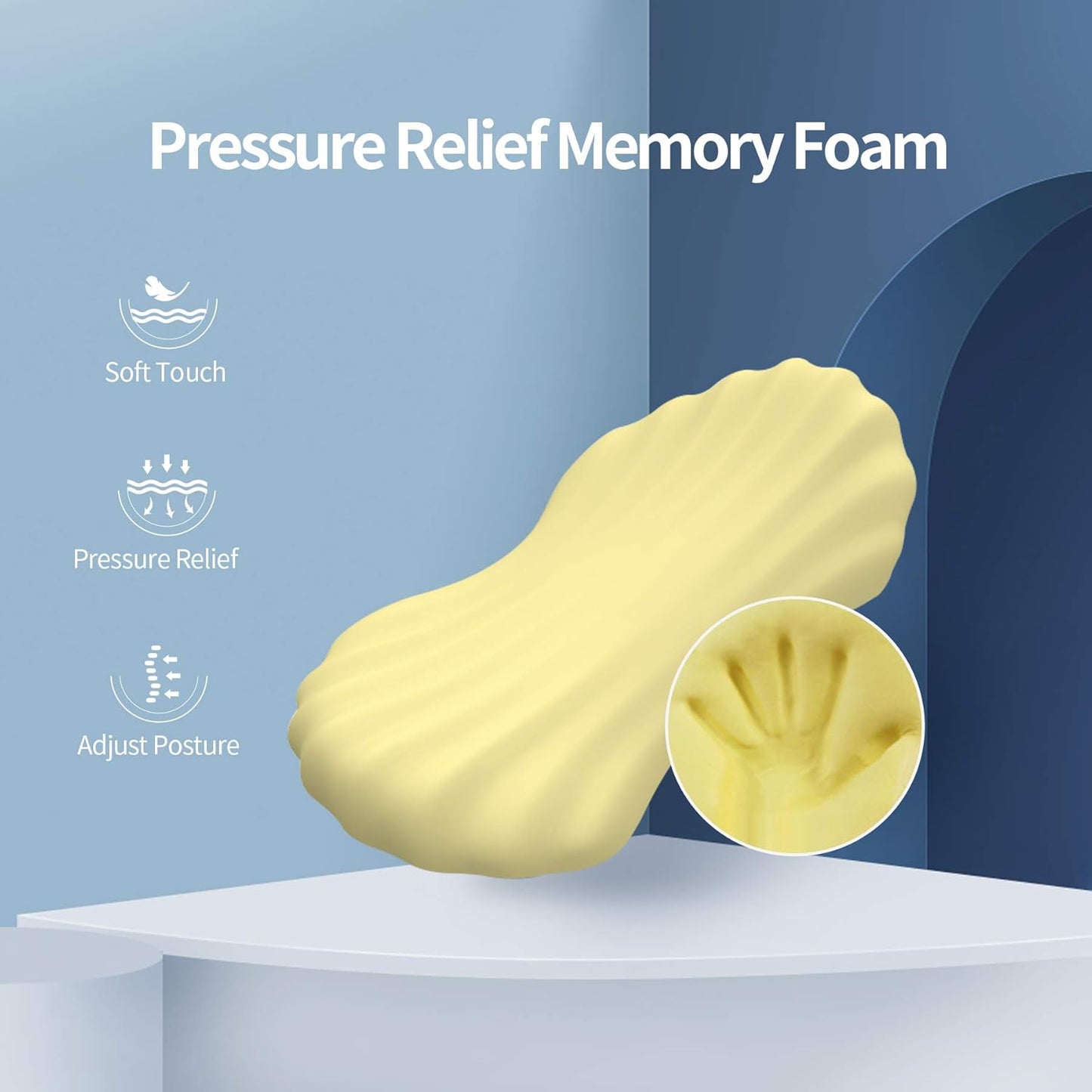 RESTCLOUD Adjustable Lumbar Support Pillow for Sleeping Memory Foam Back Support Pillow for Lower Back Pain Relief and Sleeping, Lumbar Support Pillow for Bed and Chair with 2 Insert Pads