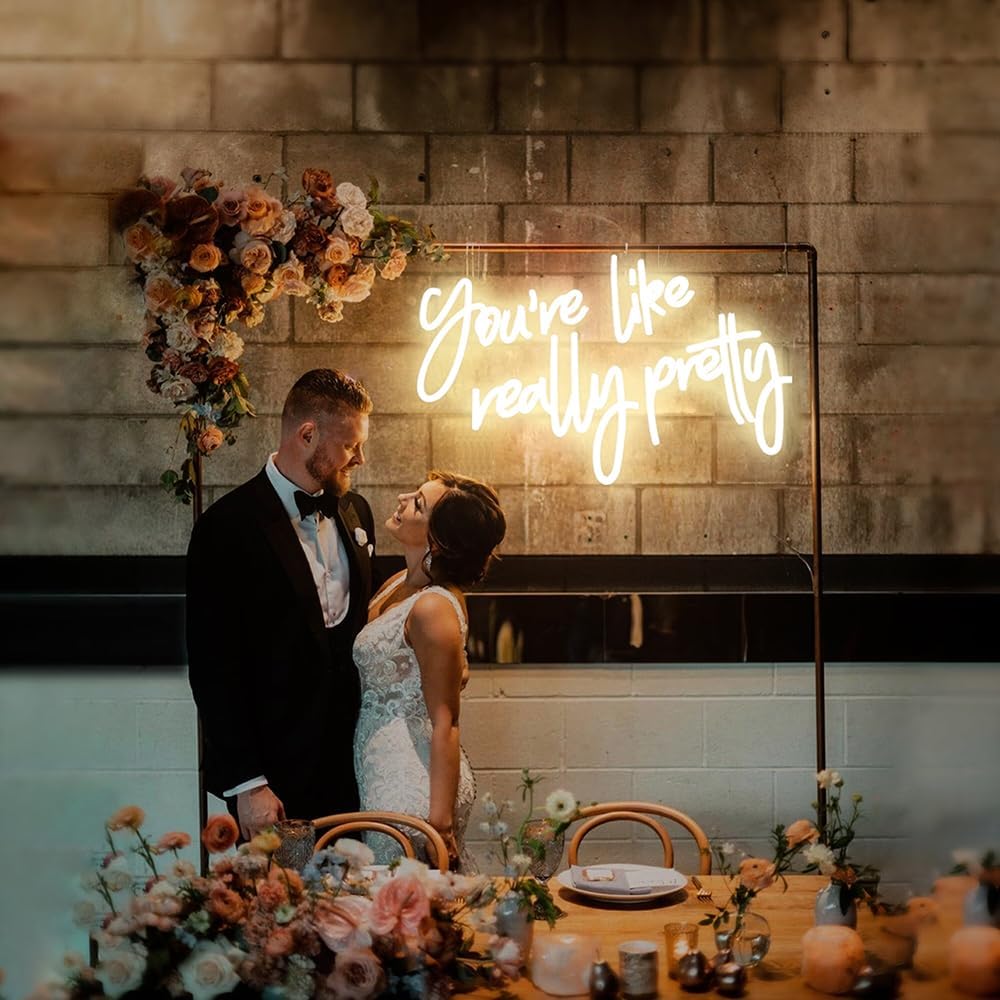 DAKABUKA You Are Like Really Pretty Neon Sign Warm White Room Decor LED Neon Signs Wall Decor For Bedroom Bachelorette Party Teen Girls Room With Dimmable Switch USB Power(16.9 * 10.6inches)