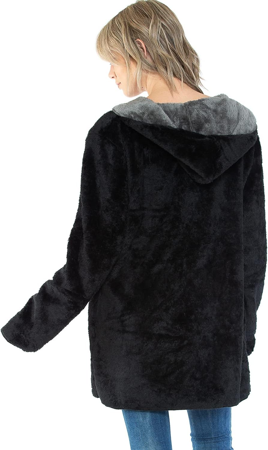 Wearable Blanket Hoodie in Thick Fleece Jacket with Pocket - Black - Large Size - for Women and Men, Warm and Cozy