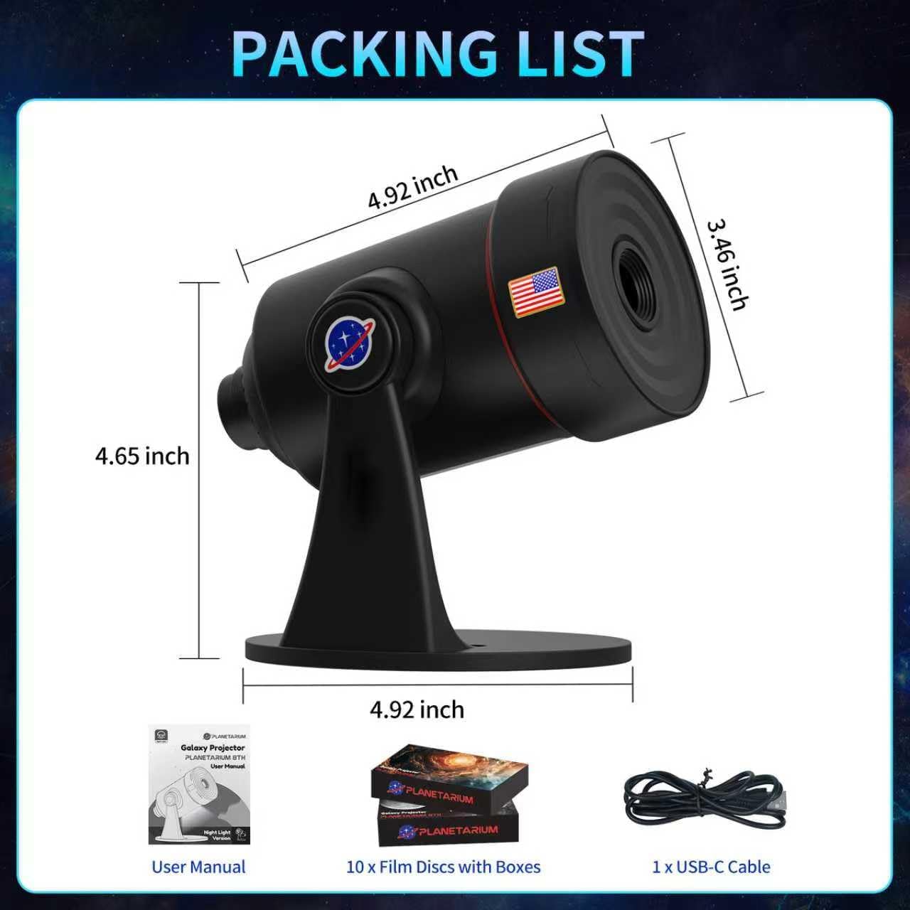[2025 8th Gen] Star Projector, Galaxy Projector for Bedroom Night Light with Timer, Solar System Realistic Space Planetarium Projector Moon Lamp, Room Decor for Ceiling Kids Adults