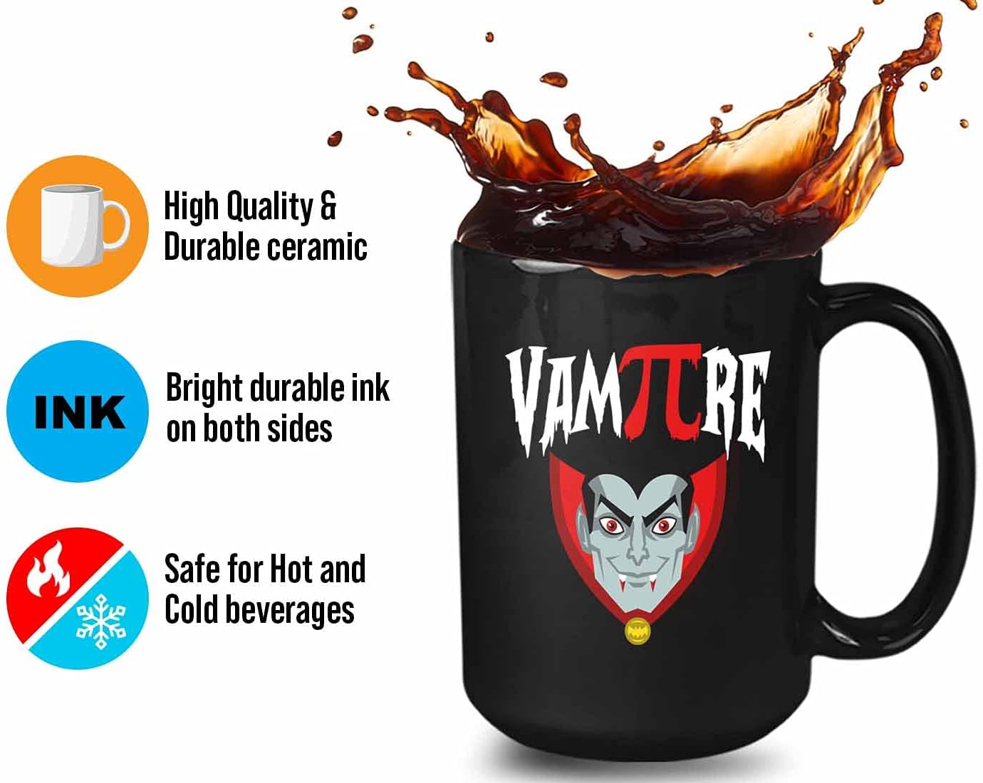 Bubble Hugs Math VamPIre Mug Black 15 Oz - Funny Reading Book Lovers Literary librarian Halloween Reader - Hellowin, October, Costume, Cospla Horror, Ancient, Festival, Holida Decoration Ideas,