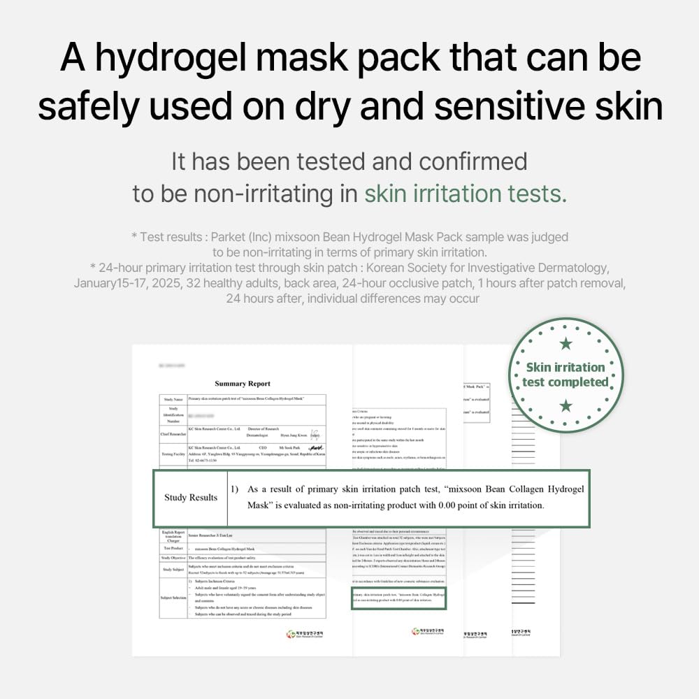 mixsoon Bean Collagen Hydrogel Mask Hydration All-In-One Firming, Soothing Gel Formula Face Mask for Radiant, Smooth Skin Stocking Stuffers 35g / 1.18 fl.oz. (5ea) Korean Glass Skin Care