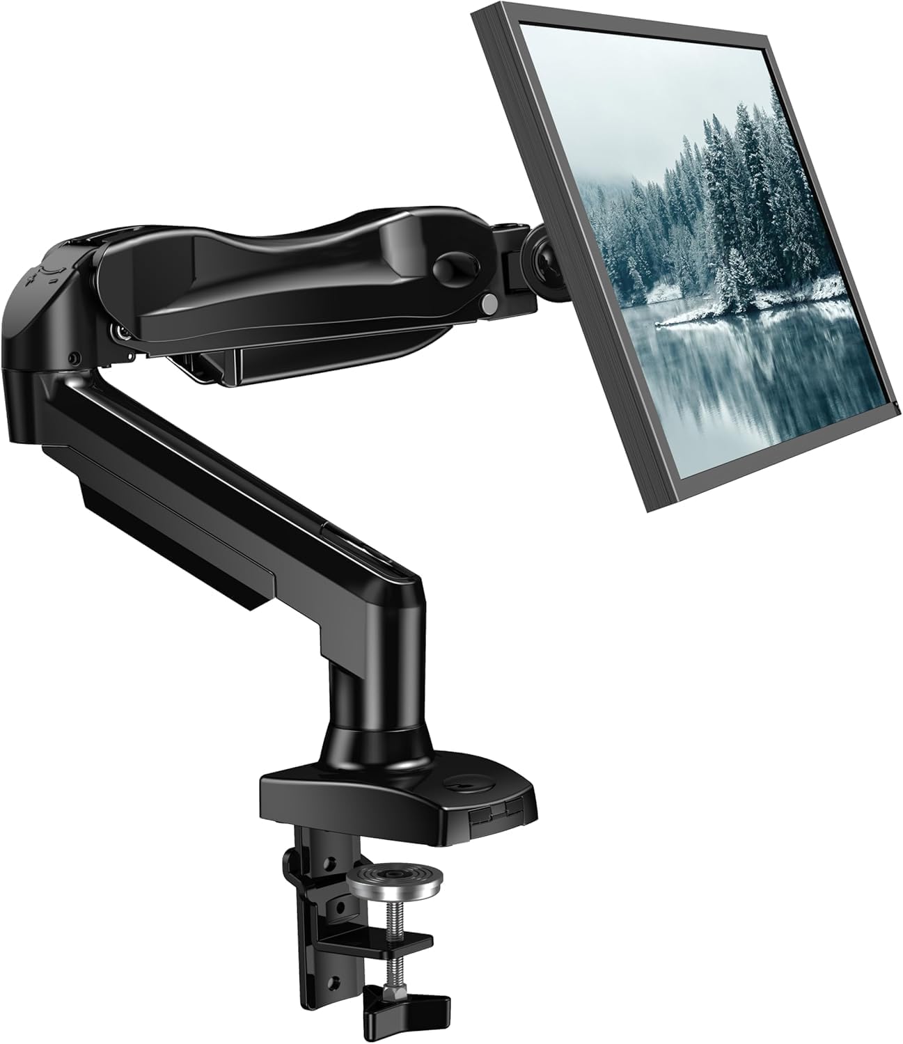 HUANUO FlowLift™ Single Monitor Mount, 13 to 32 Inch Monitor Arm, Adjustable Monitor Stand, Vesa Mount with Clamp and Grommet Base - Fits 4.4 to 19.8lbs LCD Computer Monitors