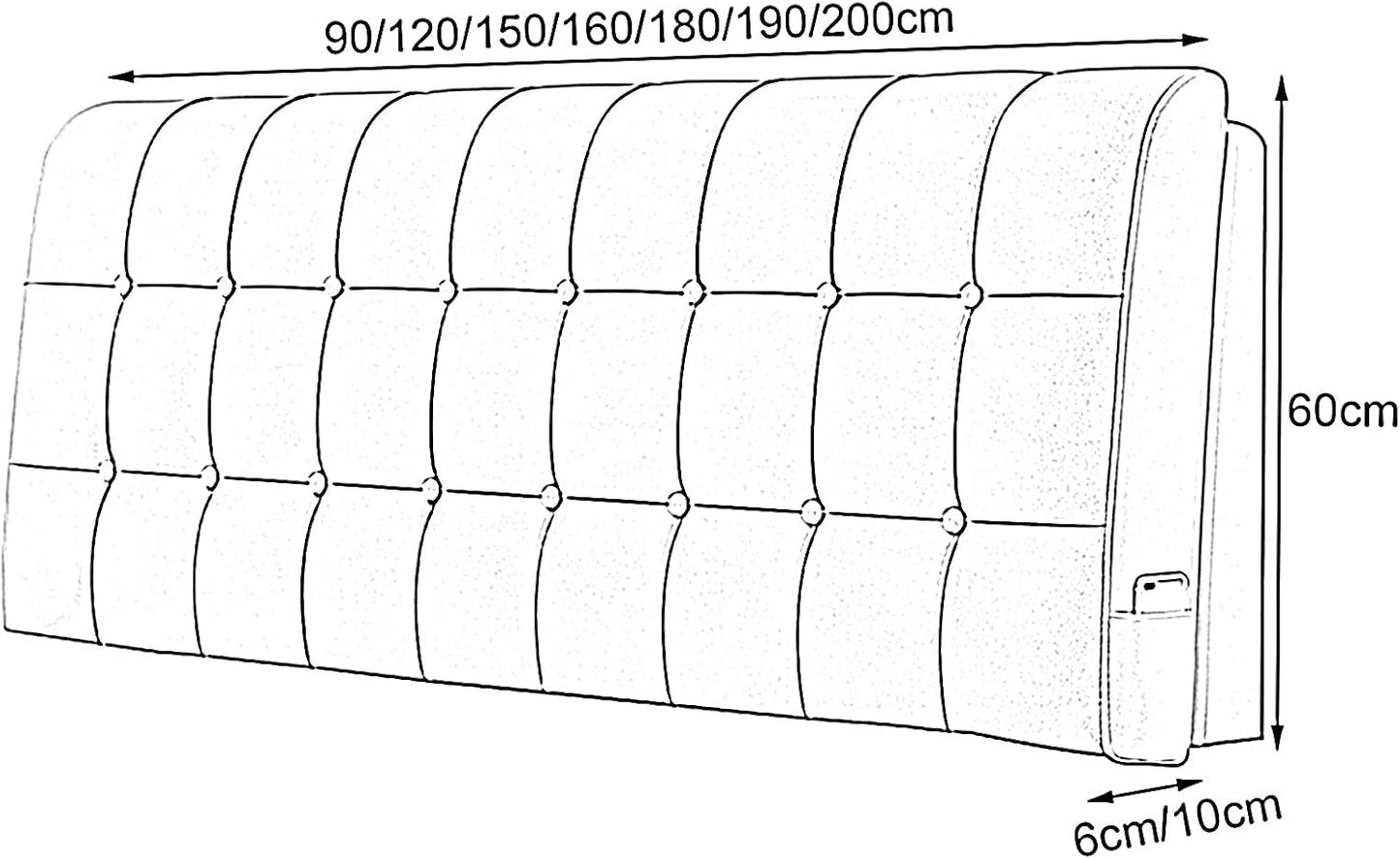 Headboard Bed Backrest Cushion PU Reading Pillow Removable Large Lumbar Support Pad for Home Decoration Sofa Bed Customizable (Color : Milky Size : 200X60X6CM) (Milky 180X60X6CM)
