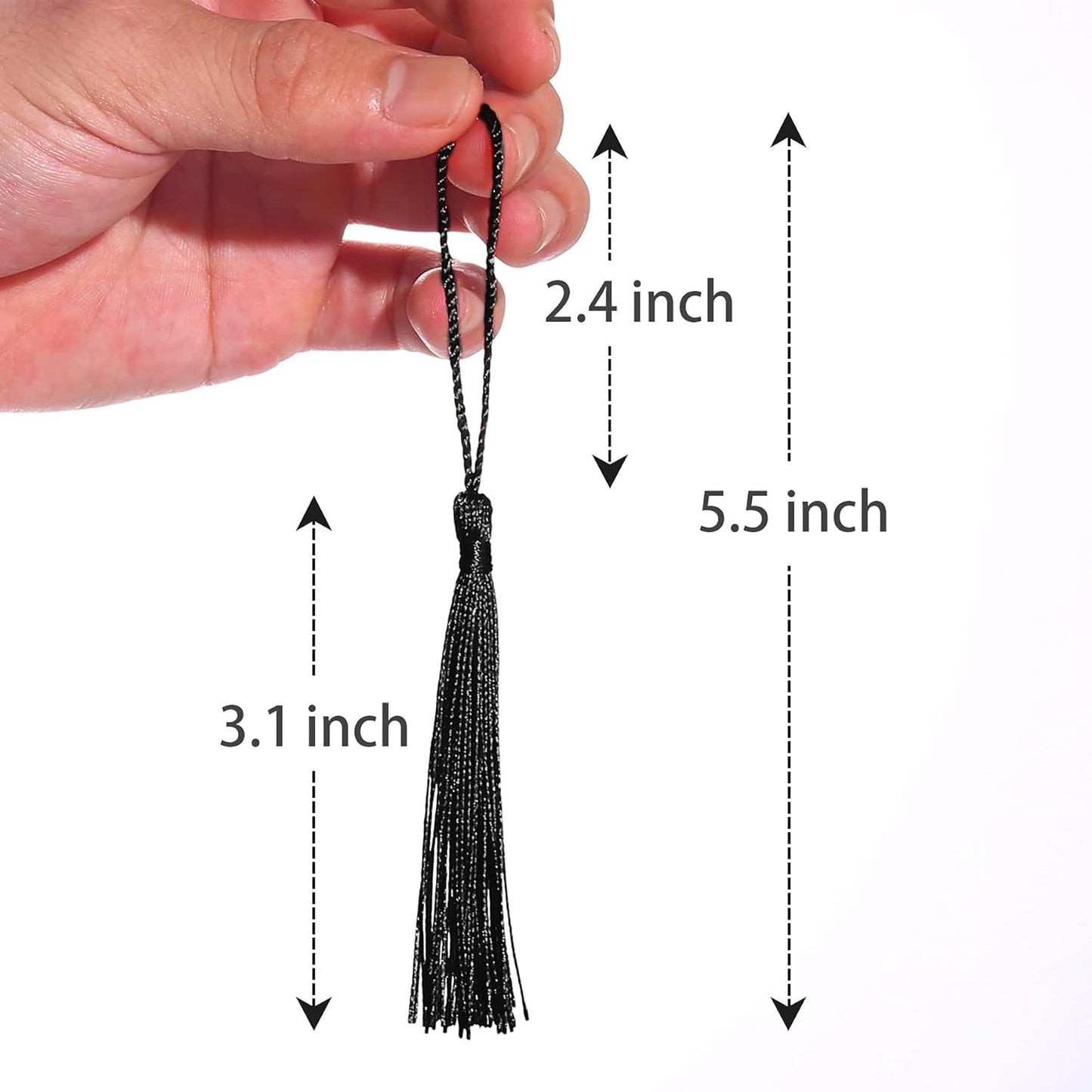 100 Pcs Bookmark Tassels for Crafts Keychain Graduation - Book Marks with Mini Tassels for Jewelry Making and Graduation Celebrations (Black)