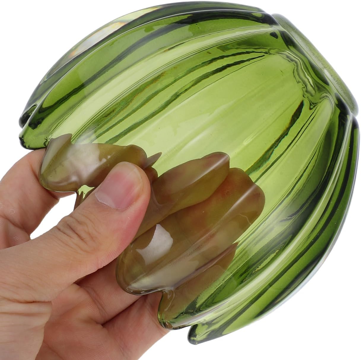 Baluue Tulip Glass Lamp Shade: 2pcs Small Vintage Green Flower Glass Table Lampshade - Handcrafting Pendant Light Fixture Cover for Bedroom Kitchen Hallway Bathroom, 4.72inch