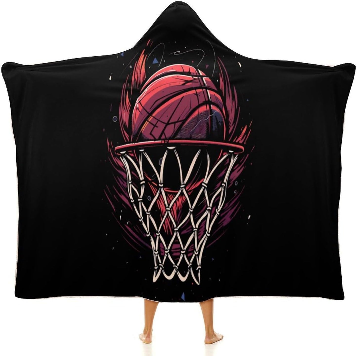 Basketball Wearable Hooded Blanket Soft Hoodie Blanket Throw Blankets Cloak
