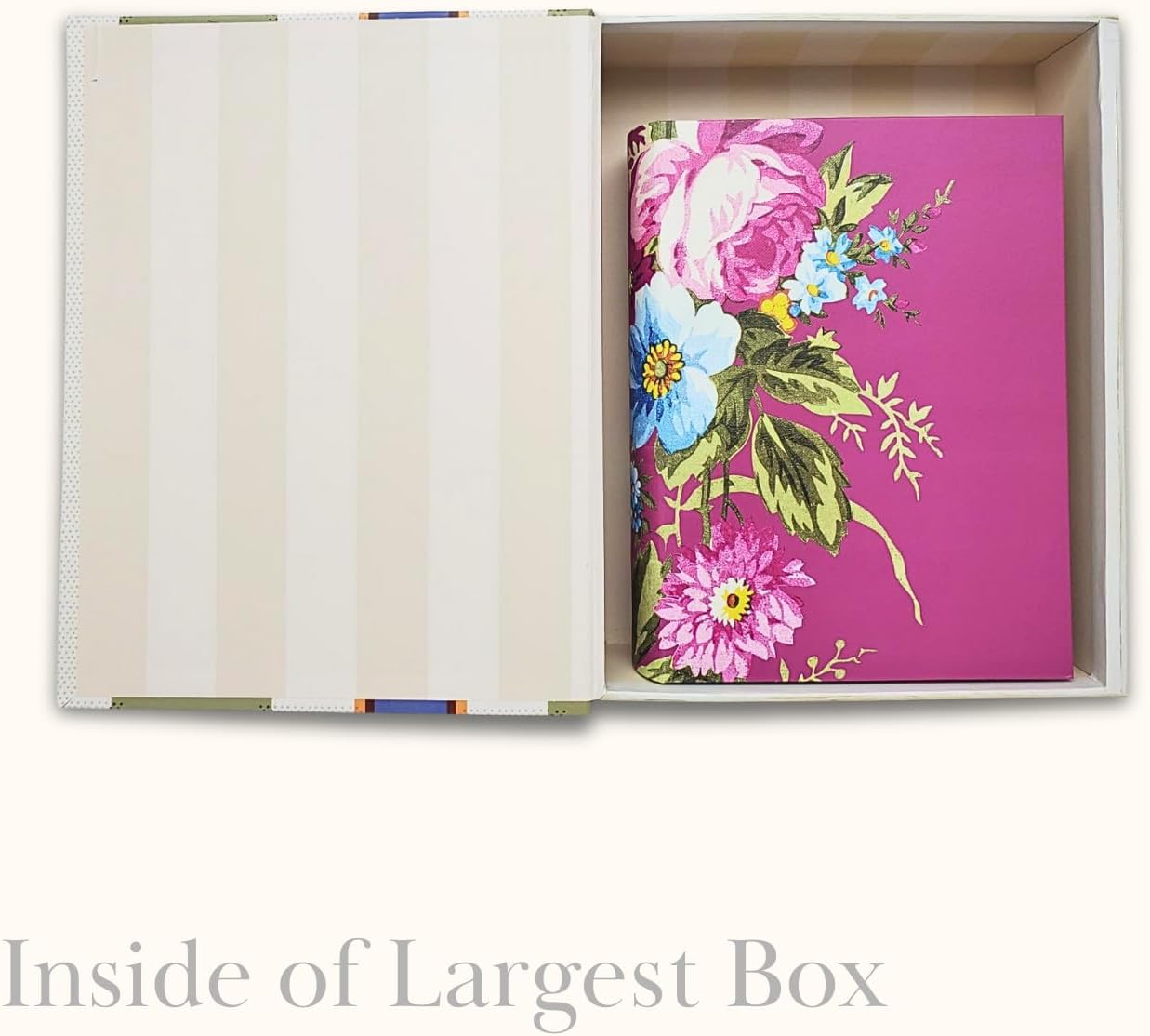 Punch Studio Decorative Storage Boxes with Lids | Nested Book Style Set of 3 Coated Cardboard Keepsake Box for Photos Documents Gifts Home Organization, 11” x 13.5” – Timeless Treasures Floral