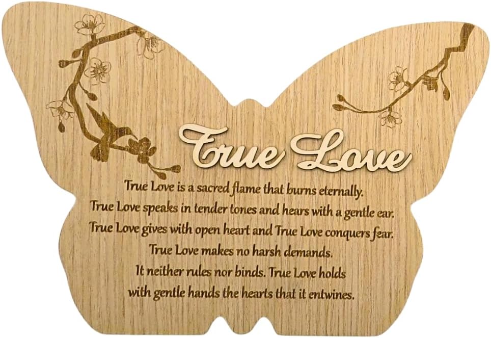UNIDECO Wooden Butterfly Wall Décor, 8.75 Inch True Love Gift from Mom, Butterflies Shaped Hanging Decoration, Wood For Home Room Shelve, Family Friends Live Life, Laugh Quote
