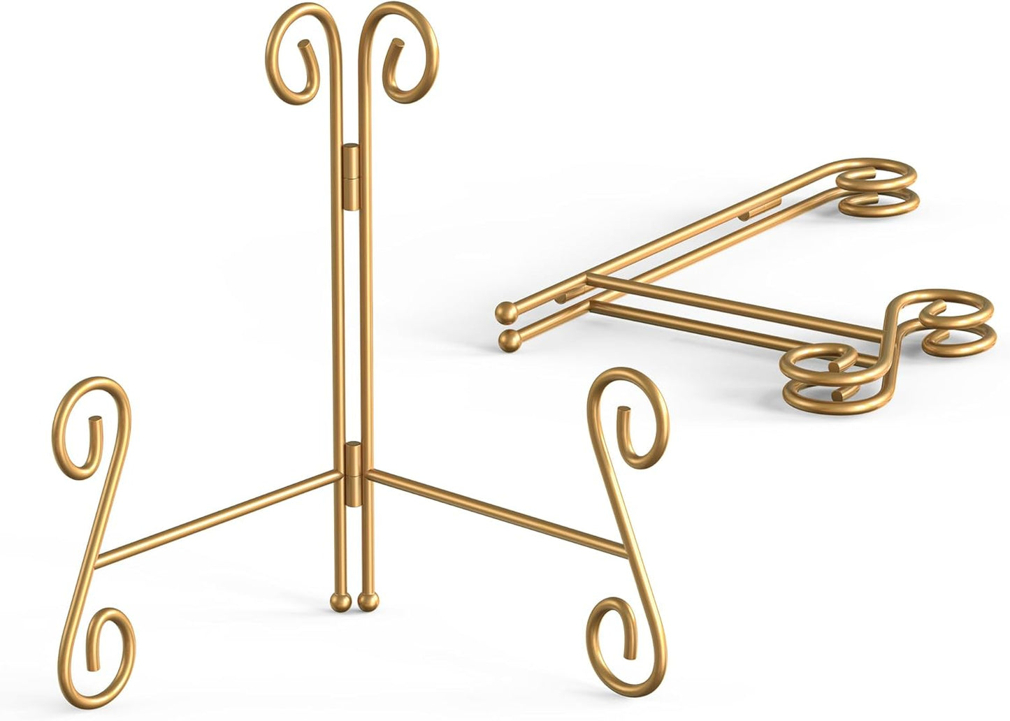 Gold Plate Stand, 6 Inch Decorative Holder for Displaying Platters, Heavy-Duty Metal Easel Stand for Picture, Photo Frame, Books and Round Objects