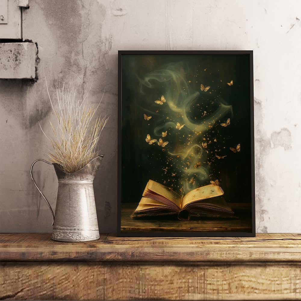 Heltrappe Moody Victorian Bookish Wall Art Print Dark Academia Aesthetic Decor poster Library Book reading Nook room wall decor vintage book wall art 08x10in Unframed