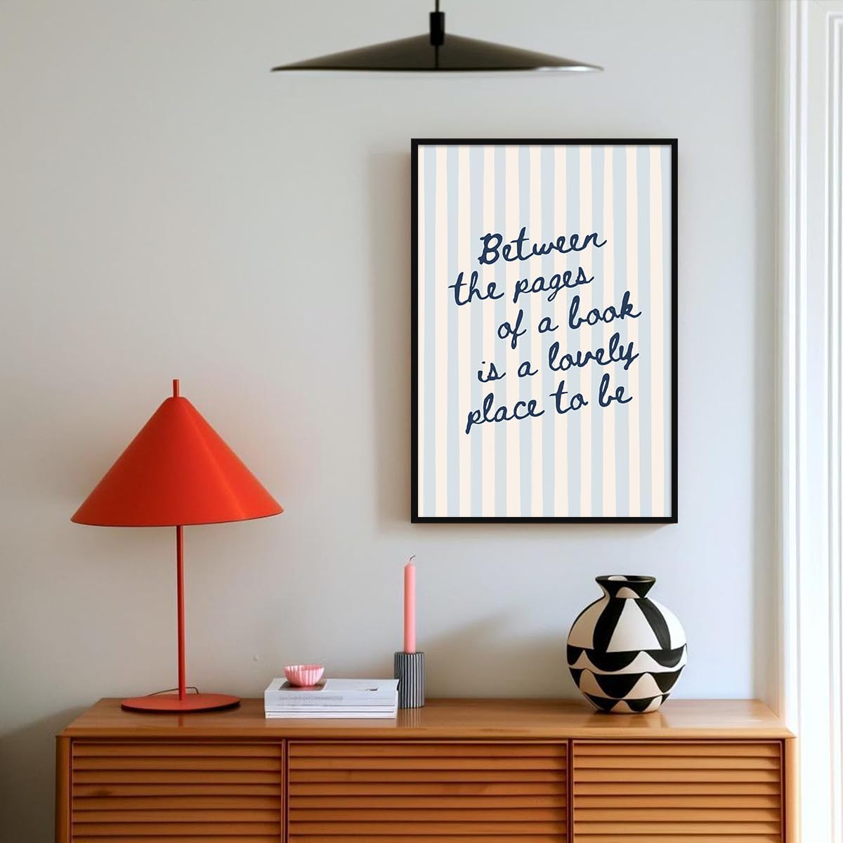Adyggefy Book Canvas Wall Art, Between The Pages of A Book Is A Lovely Place To Be Quote Poster, Minimalist Bookish Literary Gift Print, Classroom Home Library Wall Decor 8x12in Unframed