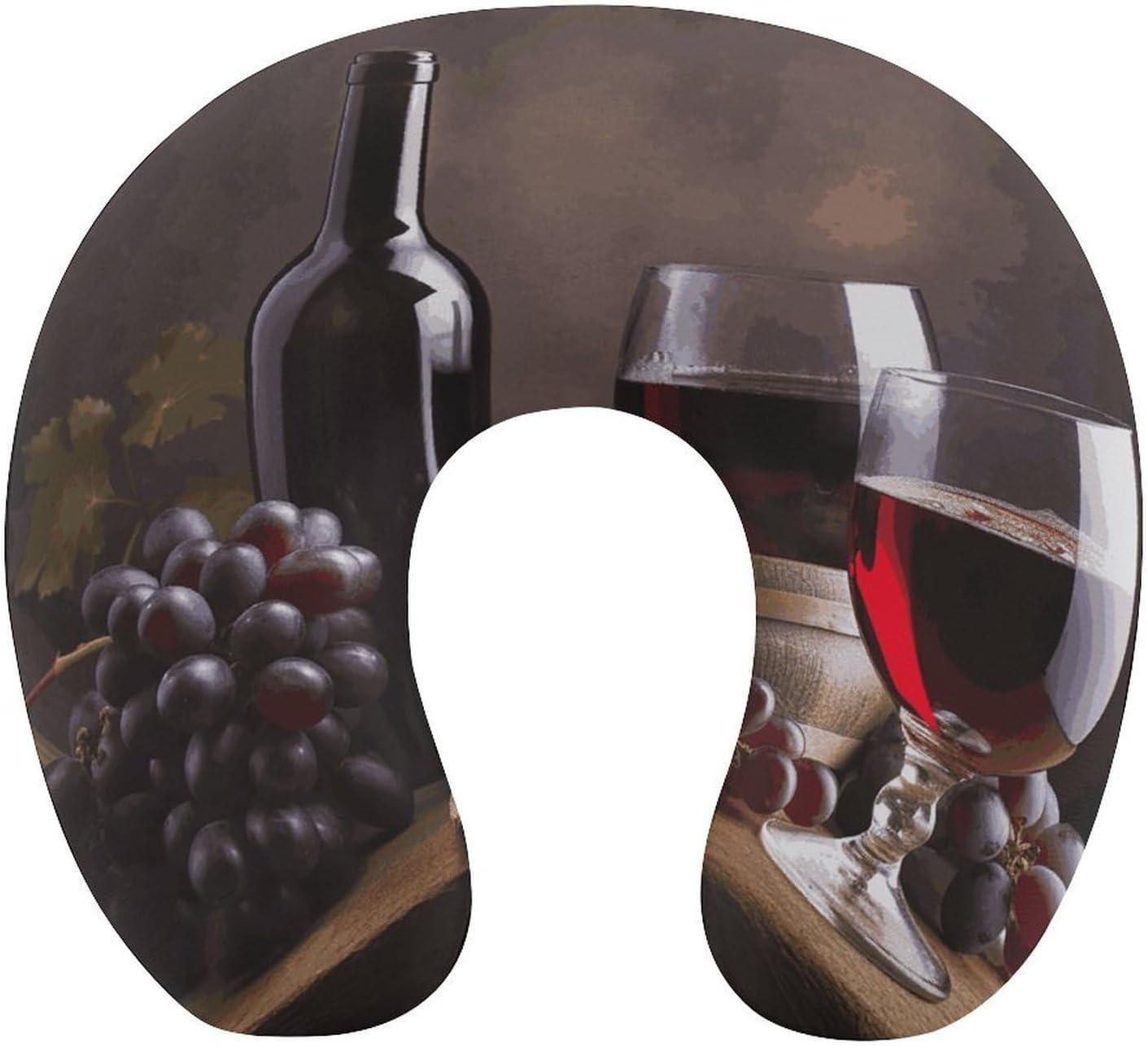 Grape Wine Neck Pillow Memory Foam U Shaped Pillows Portable Pillows for Shoulder Travel Head Support Pillow with Concealed Zipper for Airplane Car Home Office