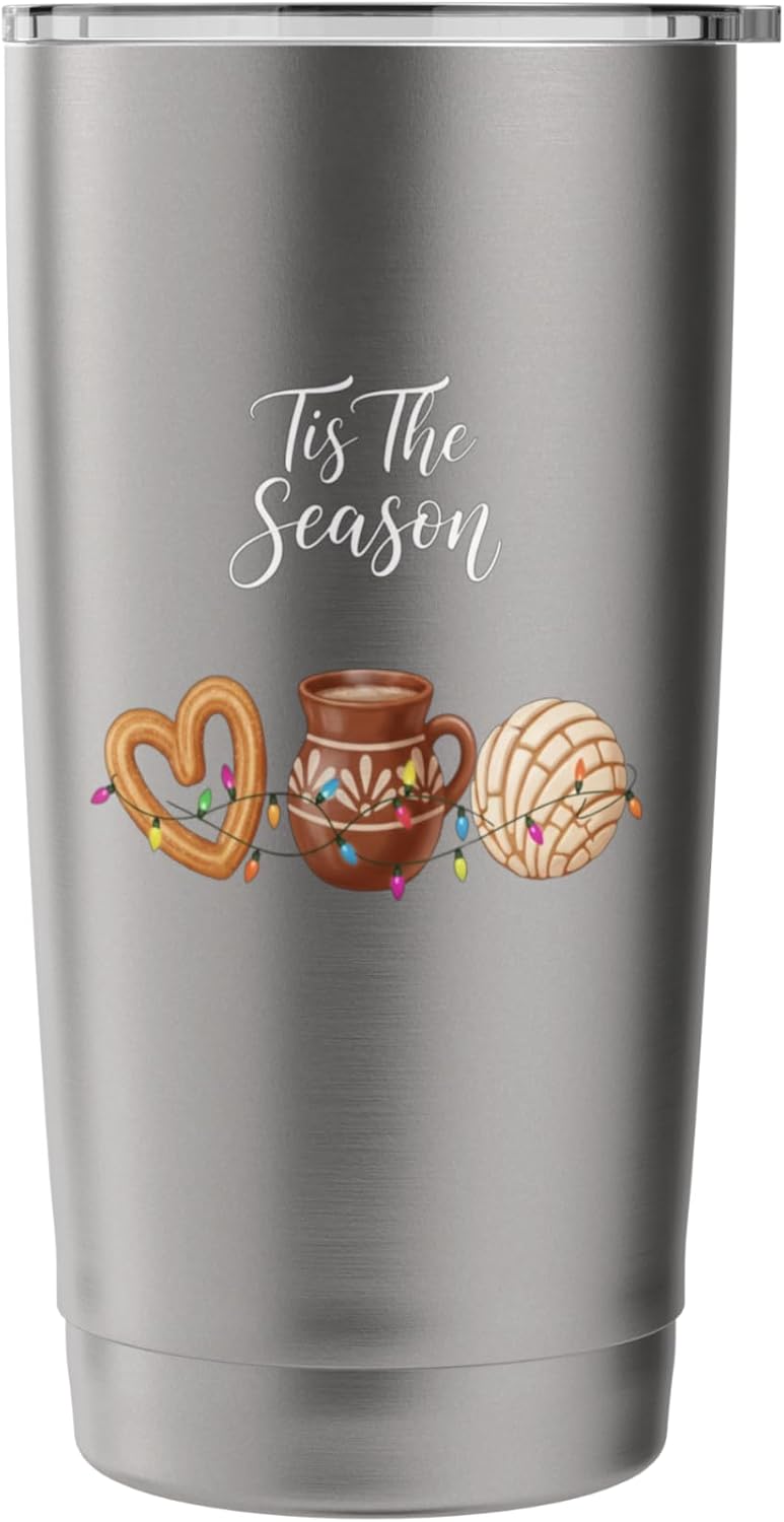 Tis The Season Latino Christmas Kids Pan Dulce Hot Cocoa Stainless Steel Insulated Tumbler