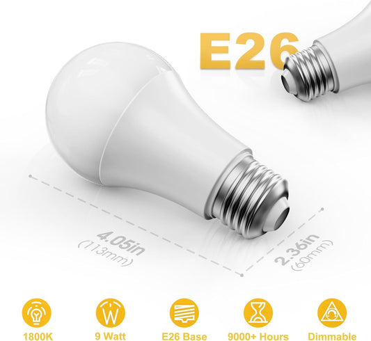 Briignite Amber Light Bulb - Dimmable Soft Warm Light Bulbs 9W A19 E26 Base Night Light Bulb, No Blue Lights, Ideal for Sleep, Bedroom, Nursery, Lamp, 2 Pack