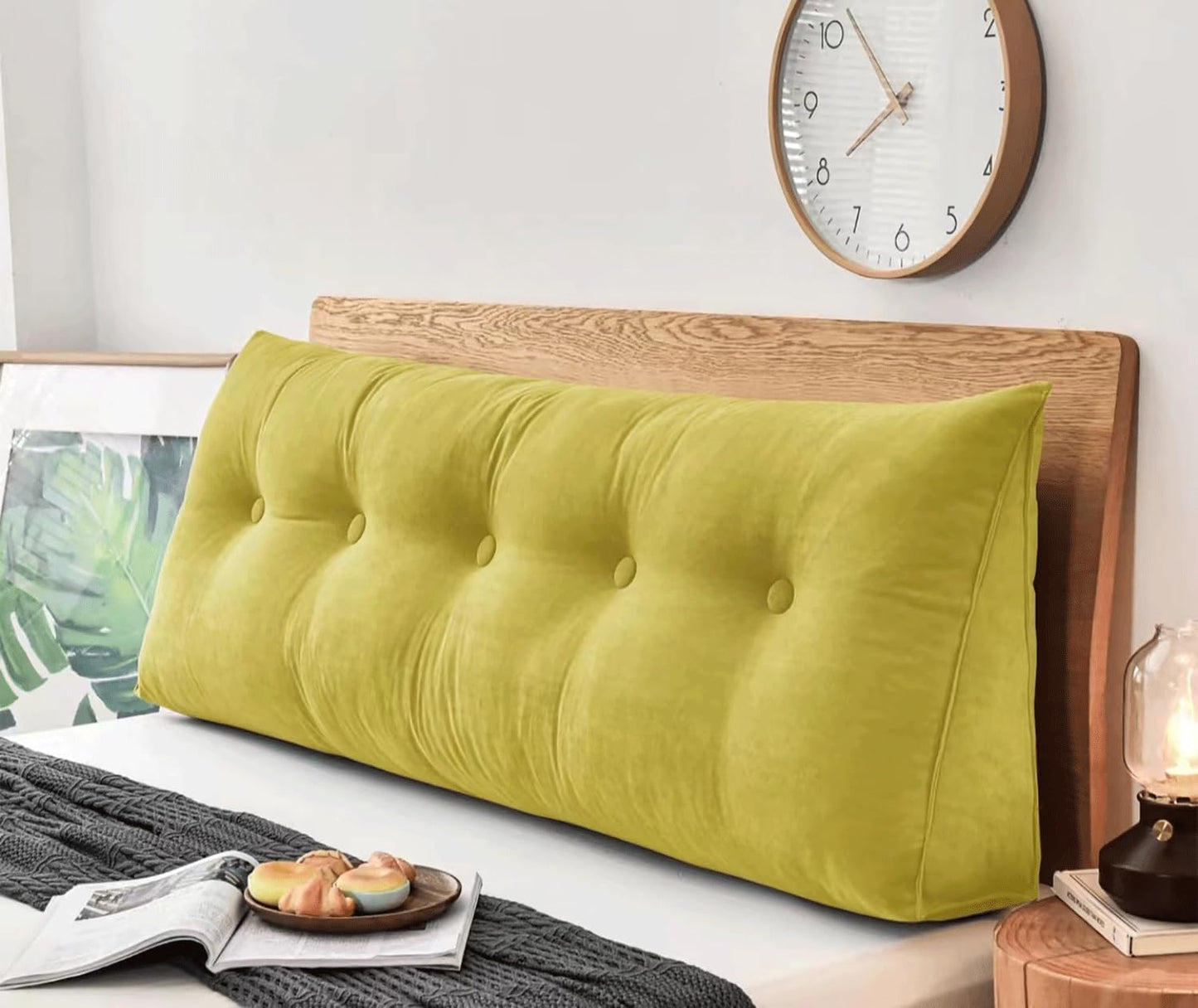 Removable Bolster Pillow Headboard Backrest Cushion for Home Dorm Day Bed Support, Comfortable Resting Pillow for Relaxation and Back Support (Yellow 180x50x20cm)