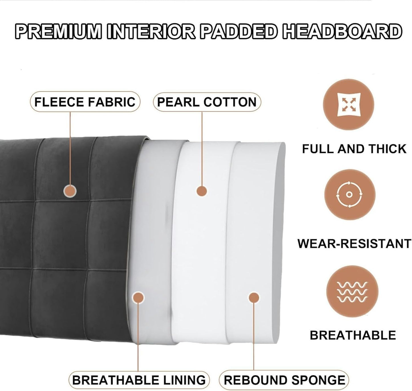 AMNOOL Tufted Button Headboard Large Bolster Bedside Support Cushion for Pregnancy,Wall Pillowboard Headboard Upholstered Bedroom Backrest Fleece Cover-1-