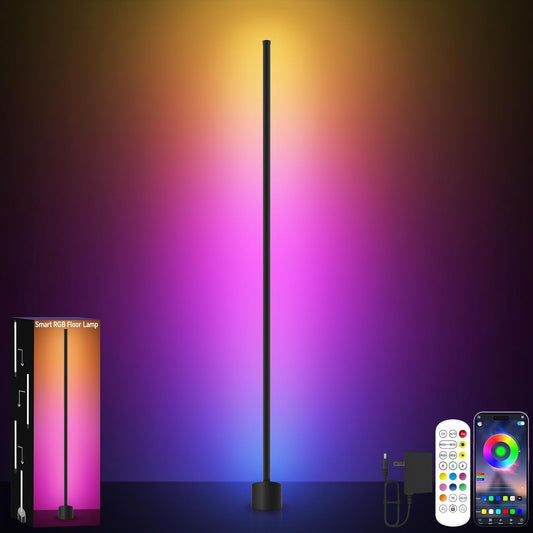 GIPOYENT Standing Floor Lamp, RGB LED Lamp with Music Sync, Smart App and Remote Control Ambience Light with Music Sync, LED Lamp with 16 Million Colors for Bedroom, Living Room Gaming Room