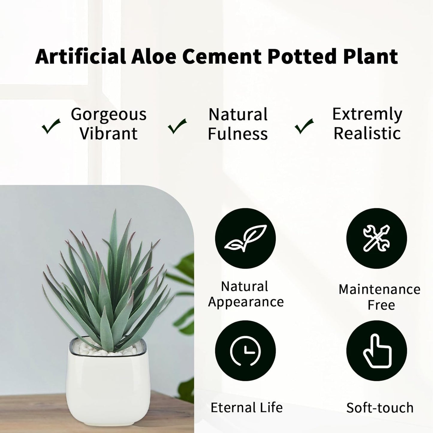 Artificial Succulents in Pots - Small Fake Plants Mini Succulent Agave Faux Plants Indoor for Boho Bathroom Decor, Bedroom, and Coffee Table Office Farmhouse Decoration