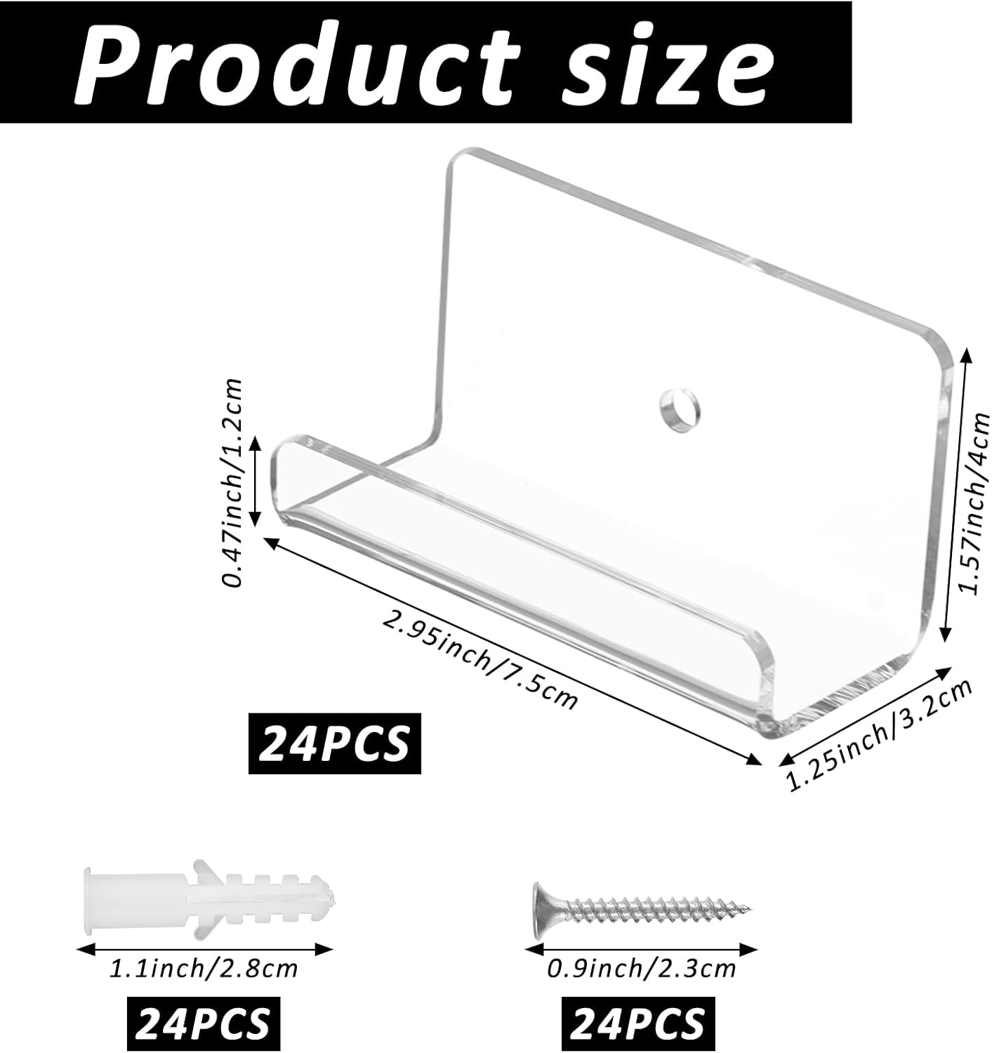 24Pcs Clear Floating Comic Book Display Shelves,Clear Floating Shelves for Displaying Comic Books with Expansion Screws,Comic Book Shelf Stand Wall Mount Display,