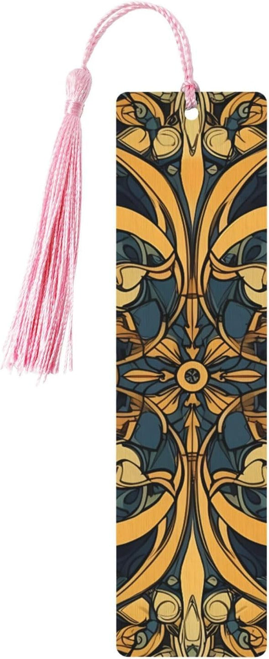 Smooth Lines Bookmarks Gifts for Women Men, Wooden Bookmarks for Book Lovers, Vintage Book Marks Ornaments with Tassel, Unique Personalized Reading Page Markers Pink