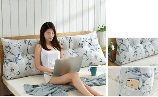 Coffee Table LQ Headboard Bedside Sofa Cushion Back Reading Backrest Cushion Soft Double Bed Waist Pad Pillow (Size : 120cm-4 Buckle) ()