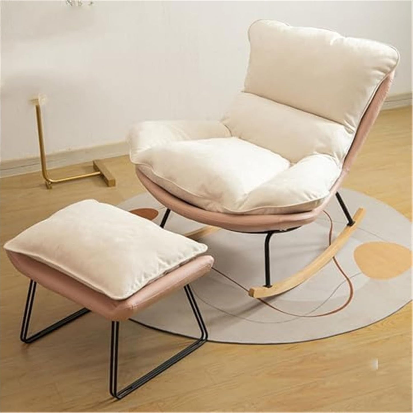 Cozy Pink Indoor Rocking Chair with Footrest - Modern Armchair for Living Room & Bedroom - Perfect Reading Chair for Ultimate Comfort & Relaxation