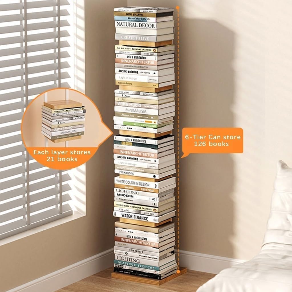 6-Tier Story Bookcase - Floor Standing Open Shelf Bookshelf for Books, Photos, Art, & Plants - Modern Display Stand for Home & Office Storage