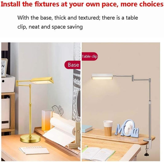 Table Lamp Led Desk Lamp, Eye-Caring Table Lamps, Dimmable Clip Office Lamp with Touch Control, 12W，700Lm, 2700K Reading Desk Lamp for Living Room/Bedrooms/Kids/Nightstand 2,Gold