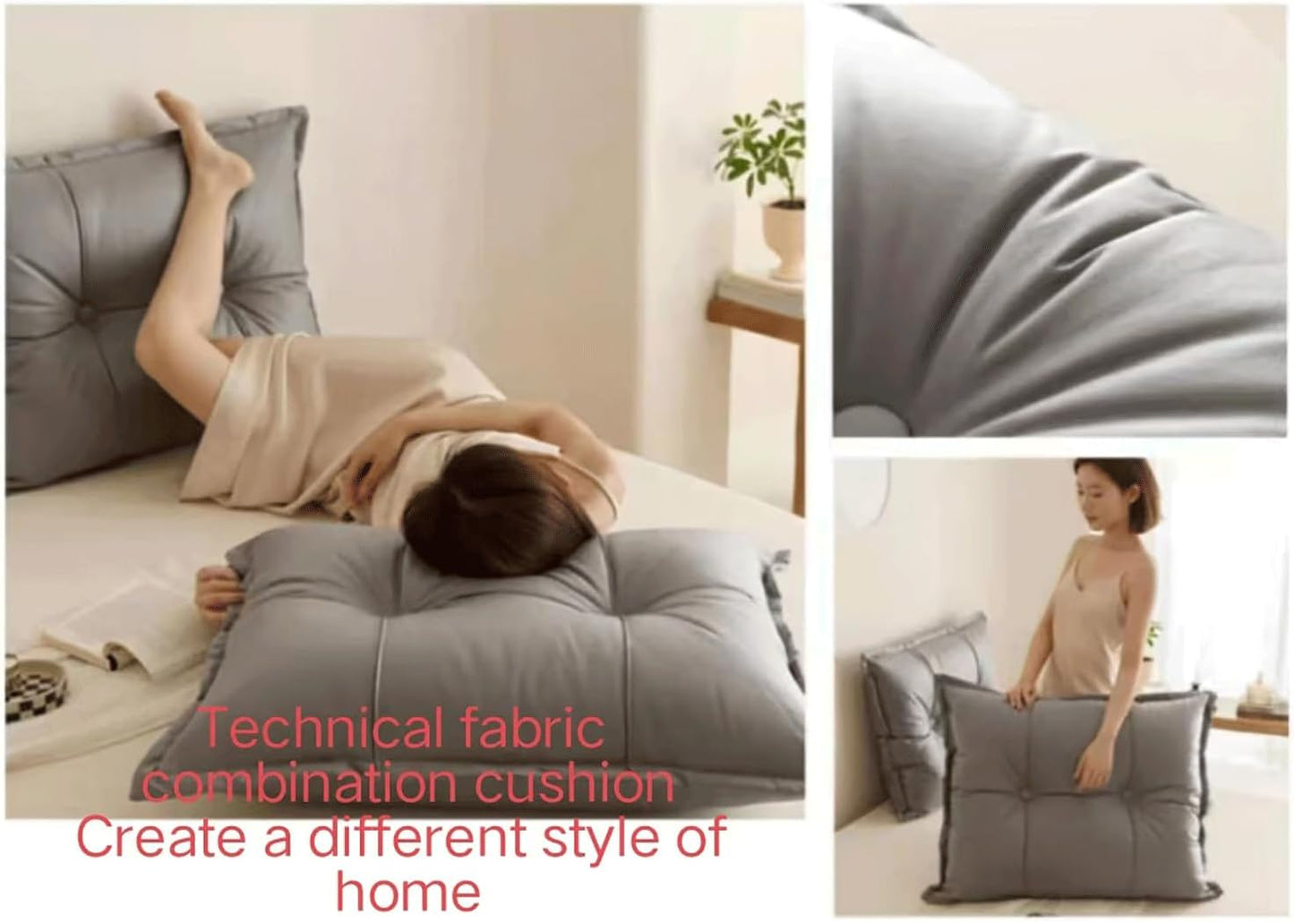 Combination Pillow Headboard Tatami Reading Cushion The Waist Lumbar Pad Sofa Pillow Cushion(Size:60cm /23.6in(1pc),Color:Grey)