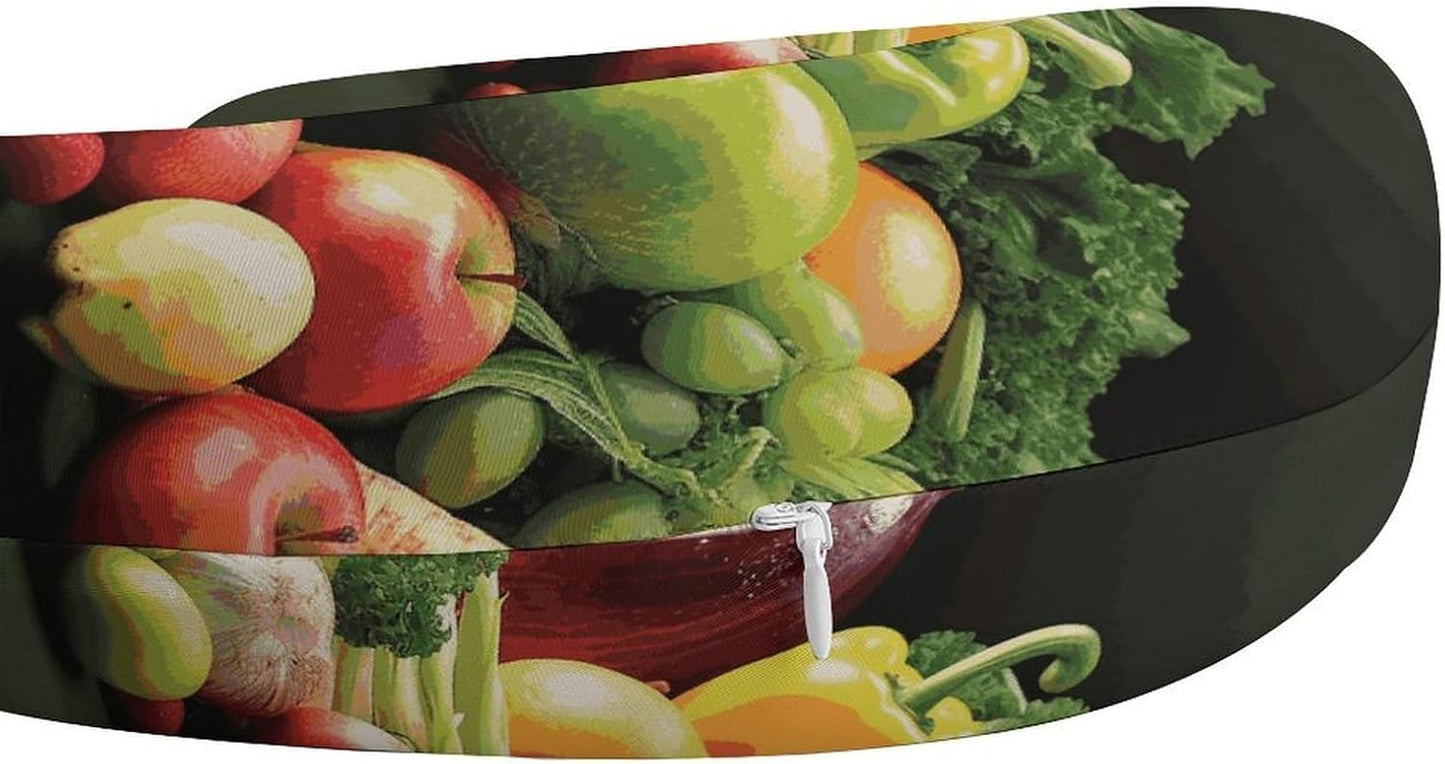 Fruits and Vegetables Neck Pillow Memory Foam U Shaped Pillows Portable Pillows for Shoulder Travel Head Support Pillow with Concealed Zipper for Airplane Car Home Office