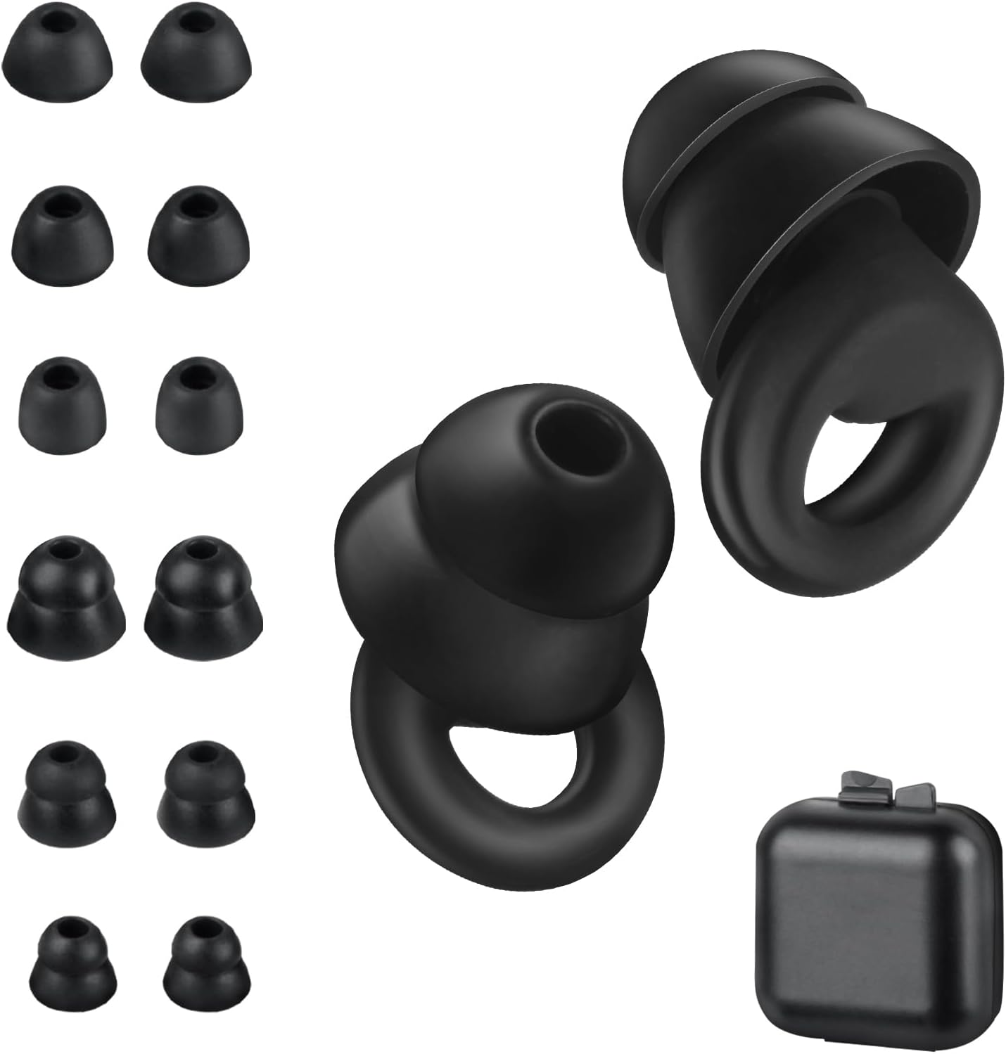 Ear Plugs for Sleeping Noise Cancelling，1 Pairs Reusable Silicone earplugs，Suitable for Concentration, Study, Work, Travel, and snoring – 6 Pairs Ear Tips (XS/S/L Sizes) and Storage case