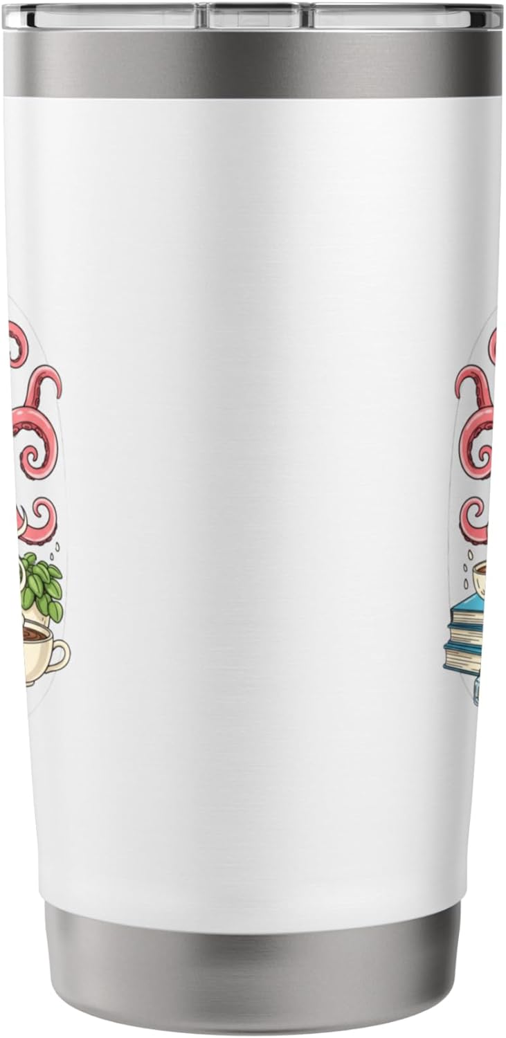 Bookish Octopus Reading Books And Coffee Literary Lover Art Stainless Steel Insulated Tumbler