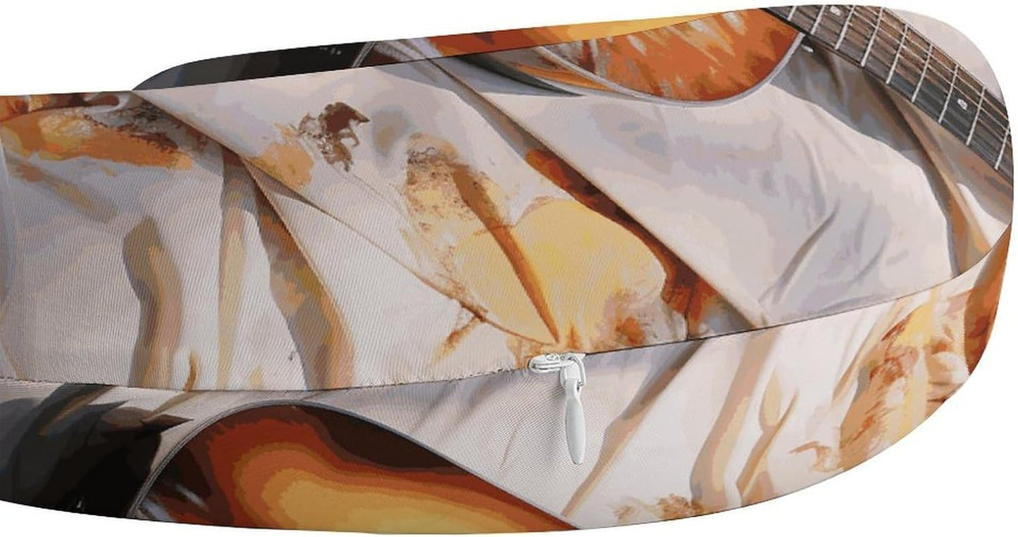 Watercolor Acoustic Guitar Neck Pillow Memory Foam U Shaped Pillows Portable Pillows for Shoulder Travel Head Support Pillow with Concealed Zipper for Airplane Car Home Office