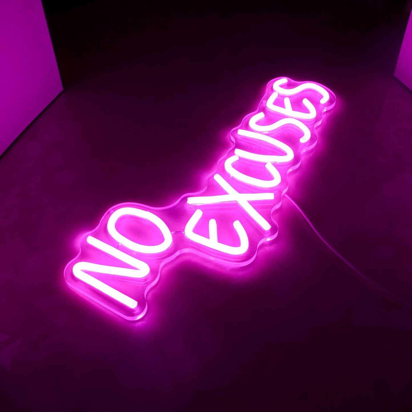 No Excuses Neon Sign Pink Inspirational LED Light Motivational Dimmable Wall Art Decor Neon Gym Accessories Sign Bright Word LED As a Gift for Fitness fans,Workout Man,Teenager,Professional Sportsmen