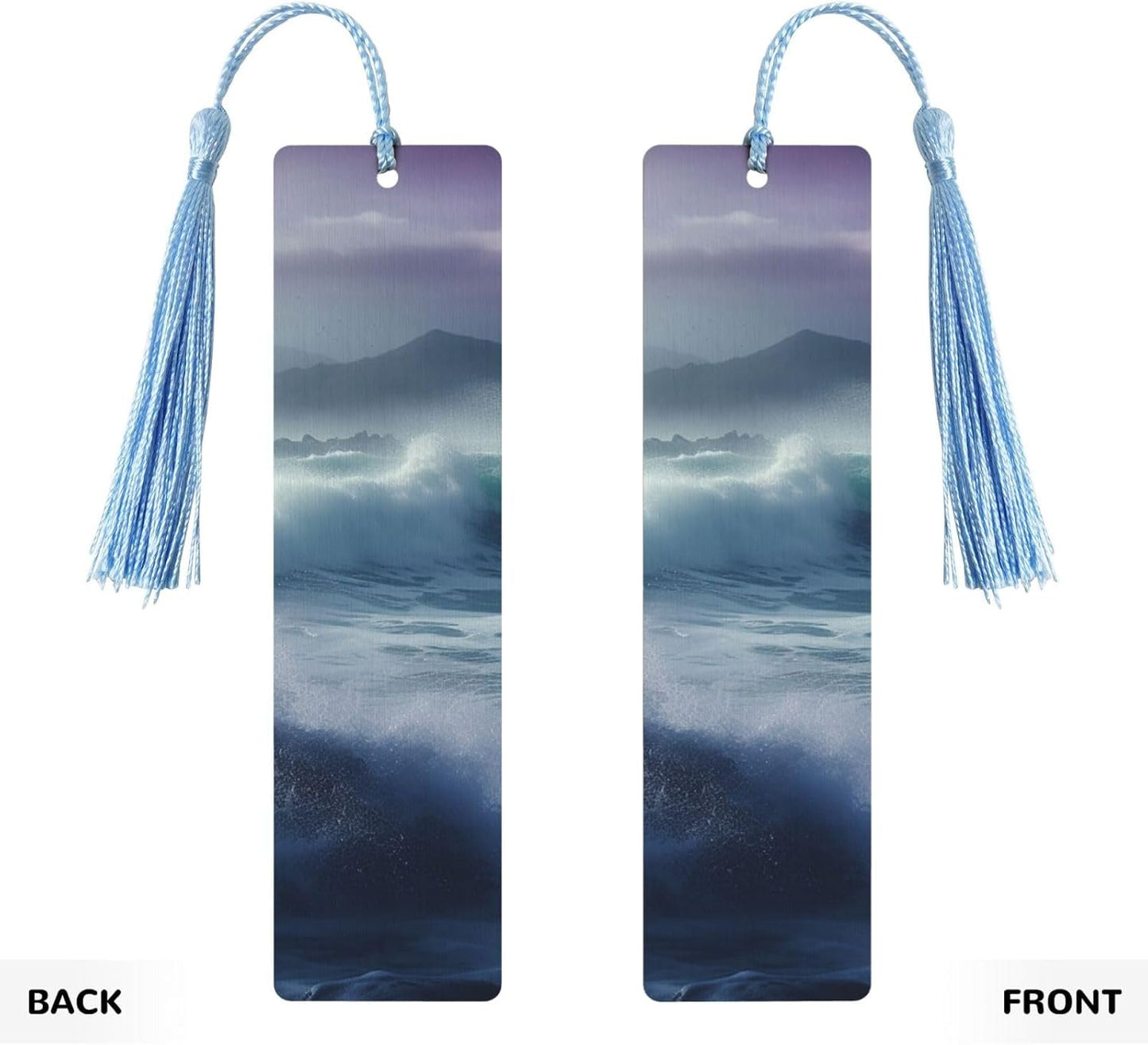 Ocean Waves Bookmarks Gifts for Women Men, Wooden Bookmarks for Book Lovers, Vintage Book Marks Ornaments with Tassel, Unique Personalized Reading Page Markers Sky Blue