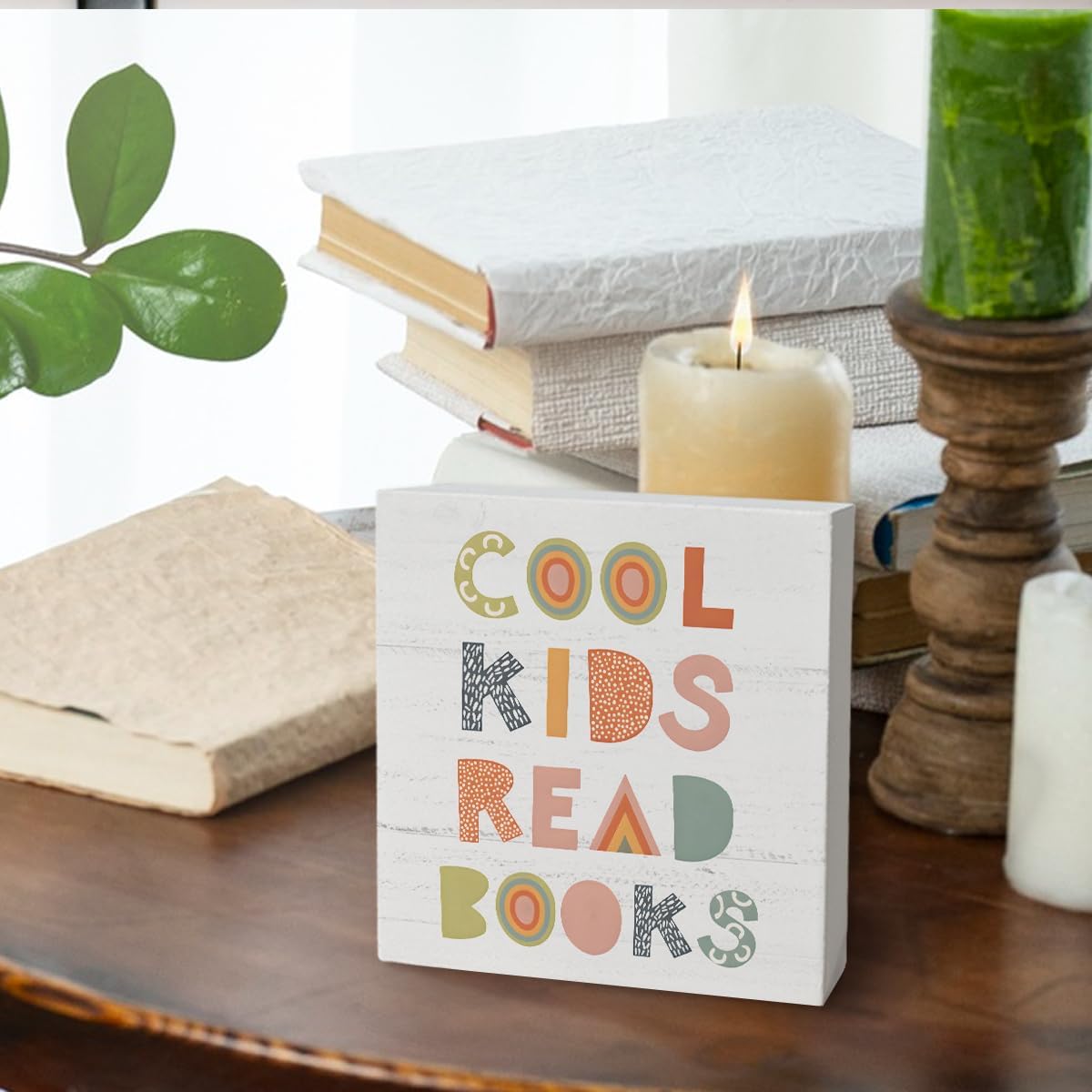 Reading Corner Decor Sign,Classroom Decor Cool Kids Read Books Sign, Read Sign for Kids Room,Boho,Kids Room Decor 5x5 Inch