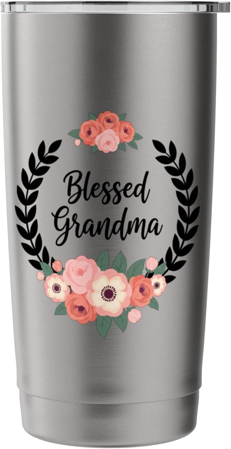 Blessed Grandma Floral Rose Christian Grandma For Women Stainless Steel Insulated Tumbler