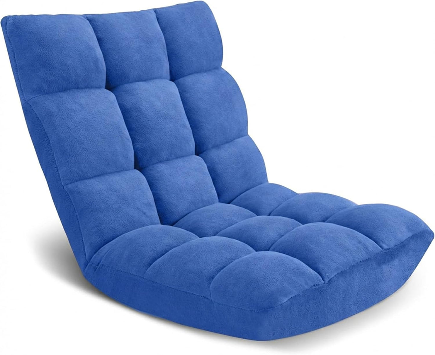Floor Chair 14 Adjustable Positions w/Back Support, Padded Lazy Sofa w/Breathable Cotton & Skin-Friendly Coral Velve for Reading Meditating Gaming,Blue
