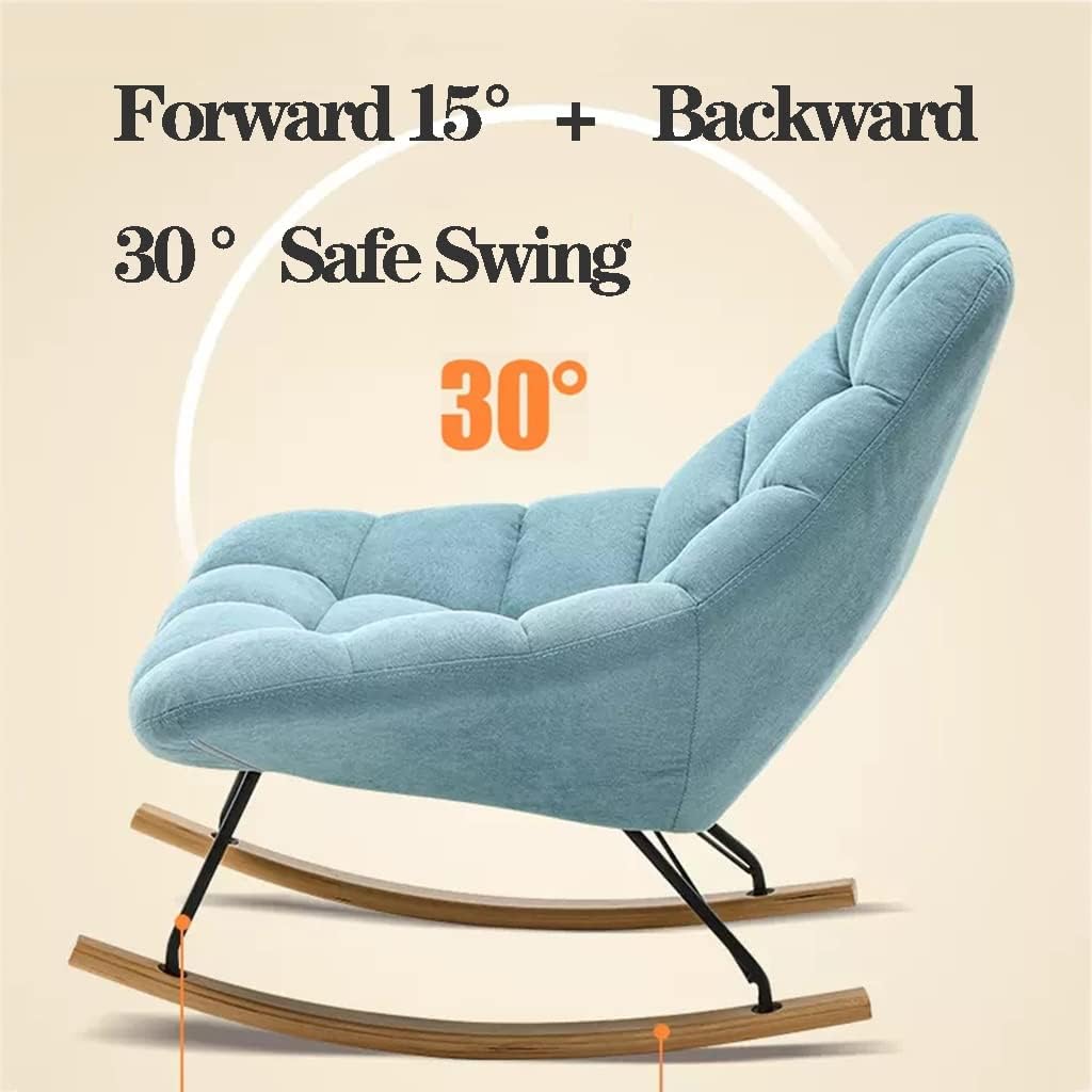 LSLYTQ Upholsted Velvet Rocking Chair Glid Chair Recliner Comfortable Mid Back Rock Chair w Solid Wood Base Lazy Sofa Chair for Living Room Bedroom