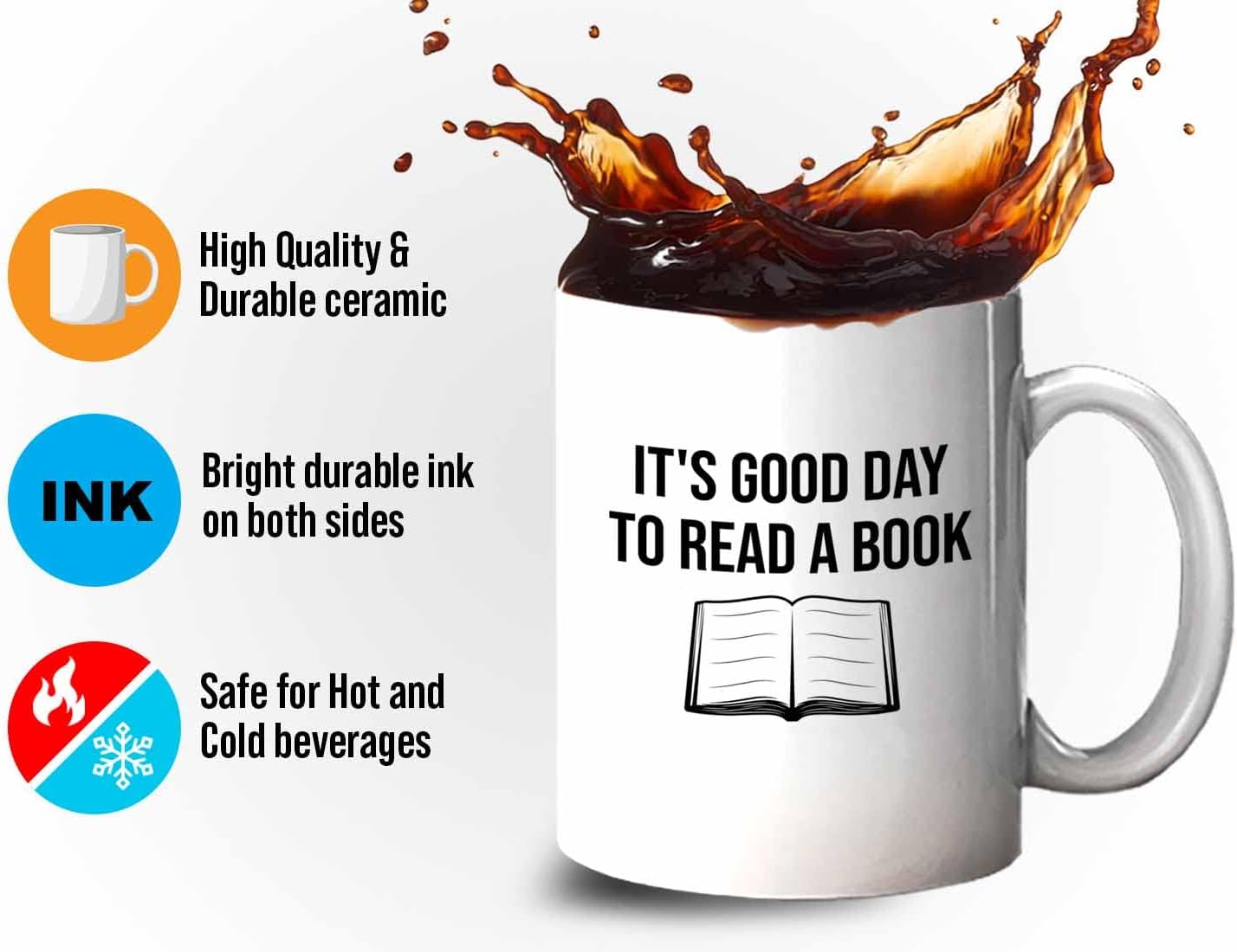Bubble Hugs Writer Coffee Mug 11oz White - It's good Day to read a book - Reading Book Lover for Bookworm Bibliophile Librarians Author Readers Bookish