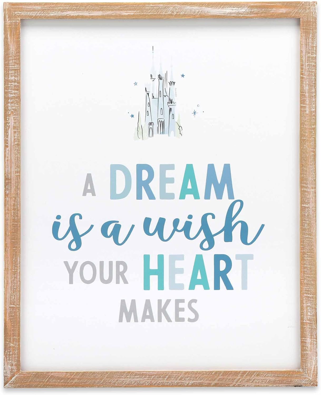 Disney Princess Cinderella Castle Wall Art - A Dream is a Wish Your Heart Makes - Cute Cinderella Framed Wood Wall Decor
